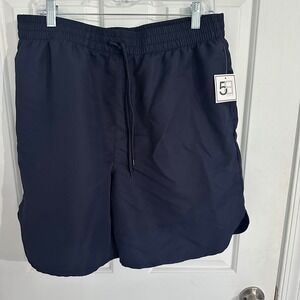 5B Style Womens Large Navy Blue‎ Athletic Running Gym Shorts Drawstring NWT